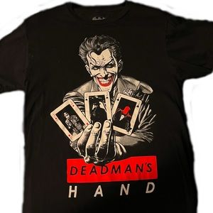 Joker DC Comics Graphic Tee Men’s S Black Red Batman Shirt Deadman’s Hand